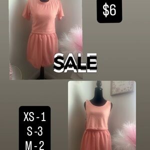 Casual Peach Short Sleeve Dress - Unbranded